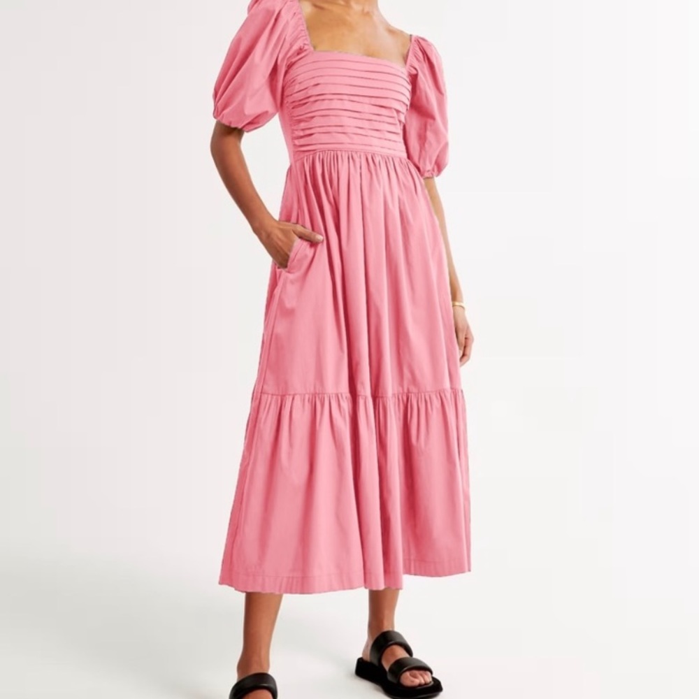 Abercrombie Pink Poplin Midi Dress NWT